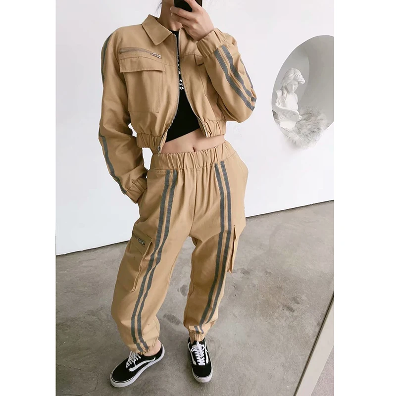 Spring autumn outfit women casual tracksuit for women reflective strips shorts top and harem pants 2 piece set 2019
Spring autumn outfit women casual tracksuit for women reflective strips shorts top and harem pants 2 piece set 2019