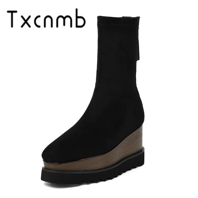 TXCNMB 2019 New Boots Women Kid Suede Leather Autumn Winter Shoes Woman Wedges High Heels Long Ladies Boots Mid-calf Boots
TXCNMB 2019 New Boots Women Kid Suede Leather Autumn Winter Shoes Woman Wedges High Heels Long Ladies Boots Mid-calf Boots