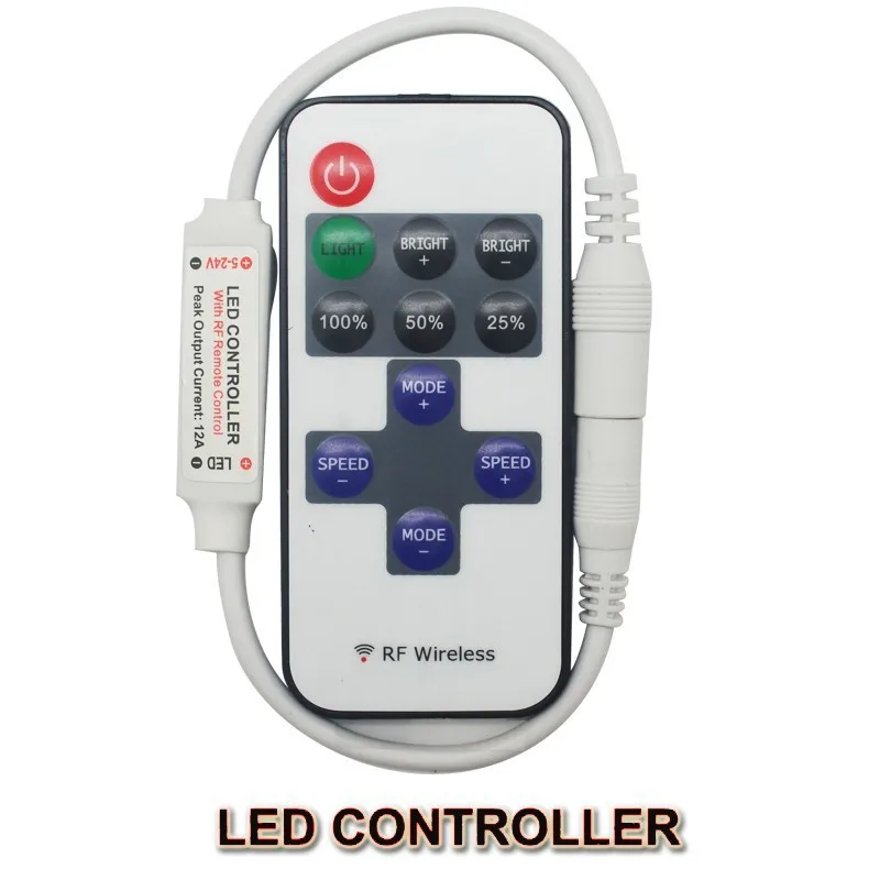 Mini RF Wireless Led Remote Controller Led Dimmer Controller For Single Color Light Strip SMD5050/3528/5730/5630/3014
Mini RF Wireless Led Remote Controller Led Dimmer Controller For Single Color Light Strip SMD5050/3528/5730/5630/3014
