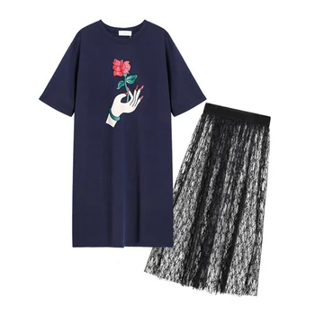 new printed short sleeve t shirt+mesh skirts 2 piece set women casual top and skirt set
new printed short sleeve t shirt+mesh skirts 2 piece set women casual top and skirt set