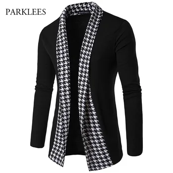 England Style Cardigan Sweater Men 2018 Brand Classic Houndstooth Knitted Sweaters Black Cardigans Slim Fit Hit Color Pull Homme
England Style Cardigan Sweater Men 2018 Brand Classic Houndstooth Knitted Sweaters Black Cardigans Slim Fit Hit Color Pull Homme