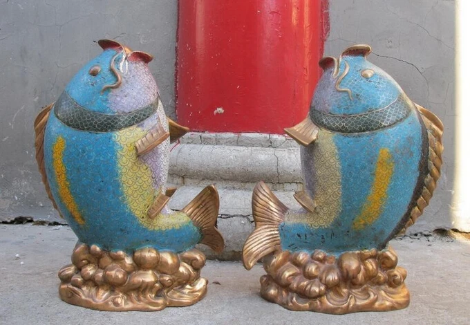 JP S1139 China Royal 100% Bronze Cloisonne Fish on Water Lucky Fengshui Statue Pair
JP S1139 China Royal 100% Bronze Cloisonne Fish on Water Lucky Fengshui Statue Pair