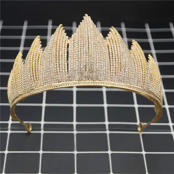 

Baroque Luxury Gold Crystal Tiara Crown for Queen Diadem Bridal Tiaras and Crowns Headbands Bride Wedding Jewelry Hair Ornaments