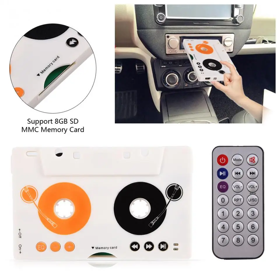 Retro Car Kit Stereo Cassette Tape SD MMC Mp3 Player Converter Adapter with Remote Control
Retro Car Kit Stereo Cassette Tape SD MMC Mp3 Player Converter Adapter with Remote Control