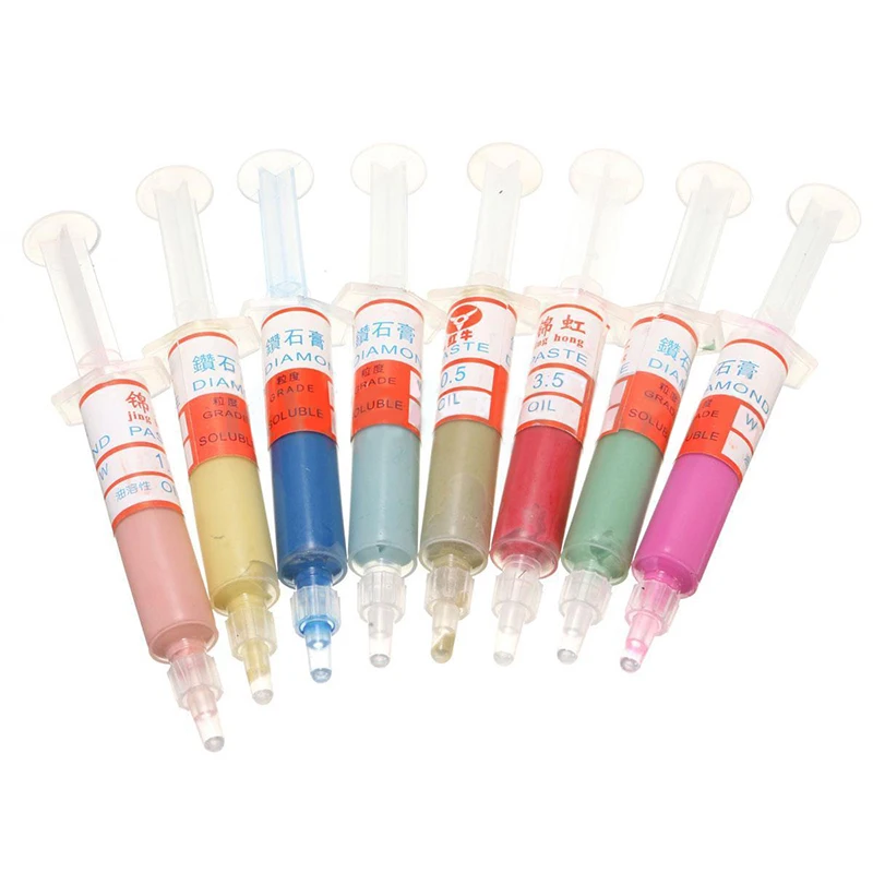 8pcs Diamond Polishing Lapping Paste Compound Syringes Set 5 Gram 0.5 - 10Micron Suitable For Use On Jewellery & Gemstone