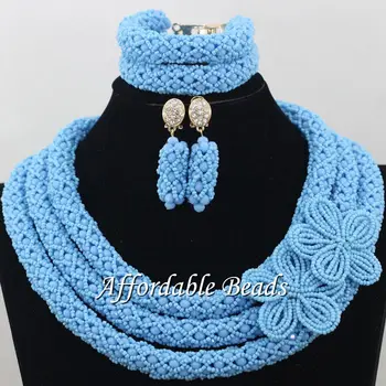 Sky Blue Nigerian Beaded Necklaces Sets Nice Beads African Set Charming Design Handmade NCD074
Sky Blue Nigerian Beaded Necklaces Sets Nice Beads African Set Charming Design Handmade NCD074