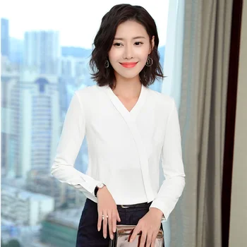 Elegant V-neck Slim Fashion Casual White 2018 Fall Autumn Blouses & Shirts Business Women Work Wear Tops Female Blouse Clothes
Elegant V-neck Slim Fashion Casual White 2018 Fall Autumn Blouses & Shirts Business Women Work Wear Tops Female Blouse Clothes