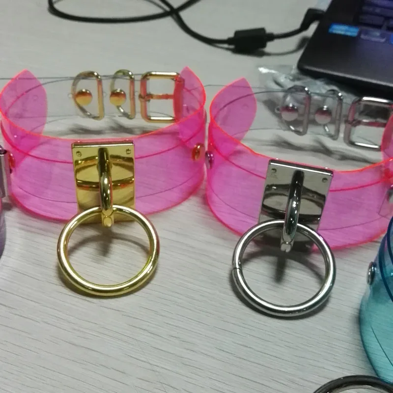 100% Handmade Clear Vinyl Choker Pink Purple Harajuku Cute Kawaii Layered O Round PVC Collar Necklace | Украшения и аксессуары