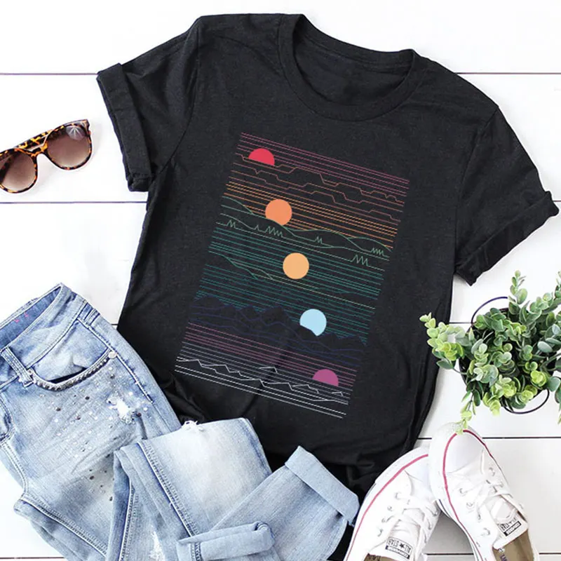 Chic Cartoon Sunrise Print Women's Short Sleeve T-shirts Casual Loose Female Tee Shirt Summer Streetwear Woman Top Plus Size 5XL
Chic Cartoon Sunrise Print Women's Short Sleeve T-shirts Casual Loose Female Tee Shirt Summer Streetwear Woman Top Plus Size 5XL