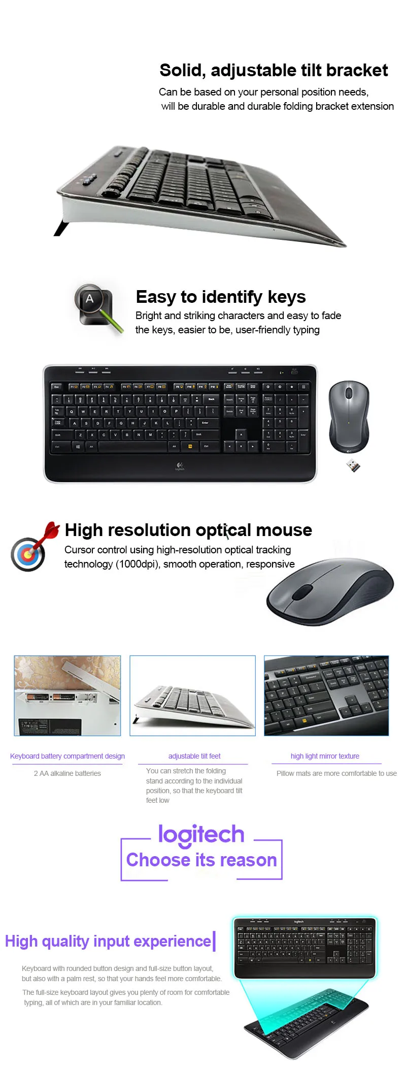 NEW Russian Alphabet Logitech MK520 USB Keyboard and Mouse Combo Wireless 