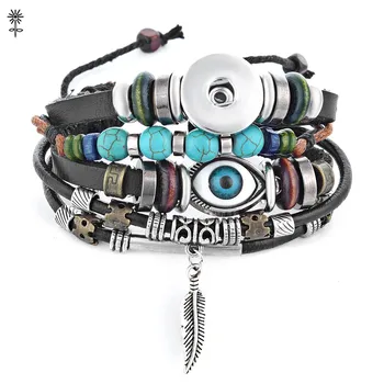 10pcs/lot Ginger Snap Fashion Boho Style 18mm Snap Button Jewelry Multi Layer Genuine Leather Metal Charms Bracelet GCNN-359*10
10pcs/lot Ginger Snap Fashion Boho Style 18mm Snap Button Jewelry Multi Layer Genuine Leather Metal Charms Bracelet GCNN-359*10