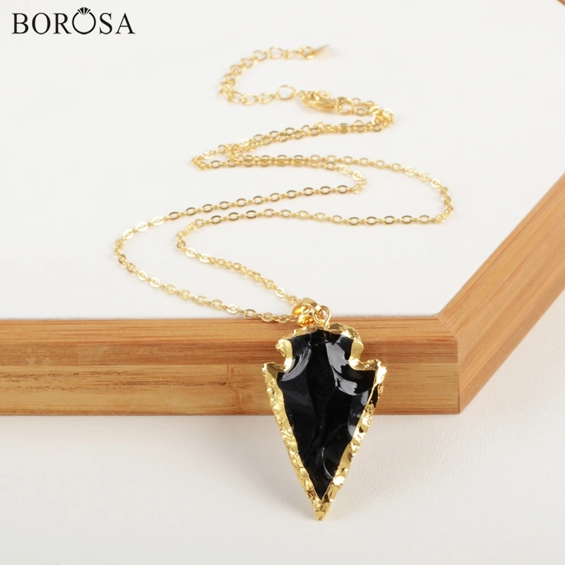 BOROSA Natural Black Obsidian Stone Arrow Pendant Necklace Fashion Jewelry Daily Wearing CL143-N
BOROSA Natural Black Obsidian Stone Arrow Pendant Necklace Fashion Jewelry Daily Wearing CL143-N