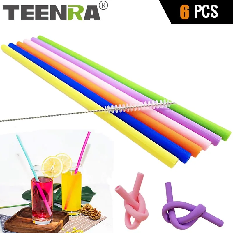TEENRA 6Pcs Reusable Silicone Straws Cleaning Brushes Straight Drinking Straws Set Kids Silicone Drinking Straws Party For Mugs
TEENRA 6Pcs Reusable Silicone Straws Cleaning Brushes Straight Drinking Straws Set Kids Silicone Drinking Straws Party For Mugs