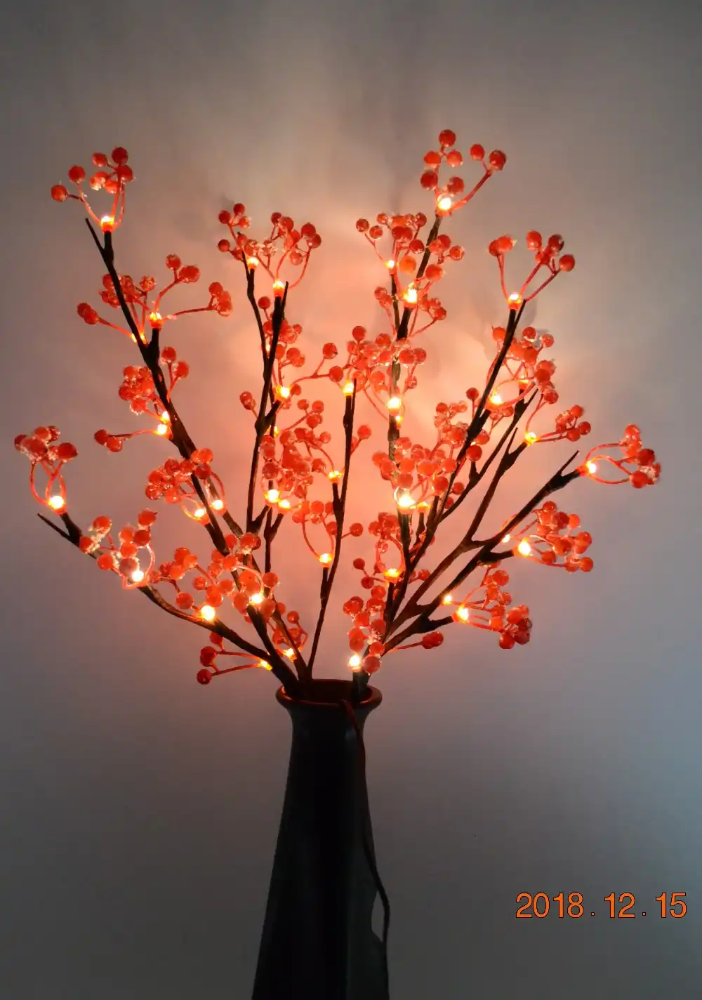 48l 60l Led Red Berry Branch Lamp Vase Floral Lights Home Garden