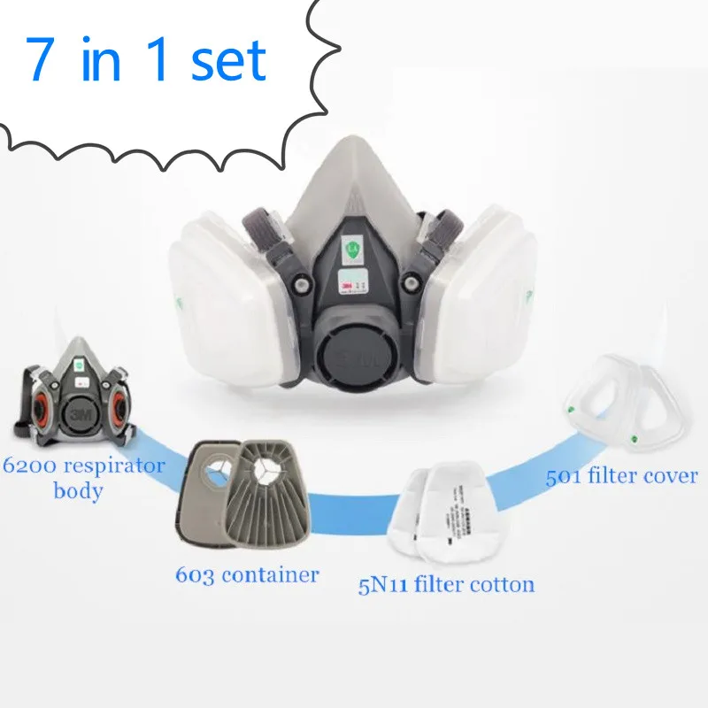 7 in 1 Suit 3M 6200 603 Working Gas Mask Protective Shield Dust-proof Respirator Particle Filter Labor Painting Spraying Mask
7 in 1 Suit 3M 6200 603 Working Gas Mask Protective Shield Dust-proof Respirator Particle Filter Labor Painting Spraying Mask