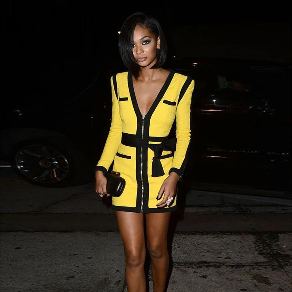 2018 Autumn Evening Party Bandage Dress Above Knee Sexy Club V Neck Women Dresses Long Sleeve Midi Patchwork Celebrity Clothes
2018 Autumn Evening Party Bandage Dress Above Knee Sexy Club V Neck Women Dresses Long Sleeve Midi Patchwork Celebrity Clothes