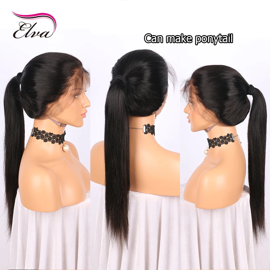 Elva Hair 250% Density 360 Lace Frontal Wigs Pre Plucked Natural Hairline Brazilian Remy Hair Straight Lace Wigs For Black Women5