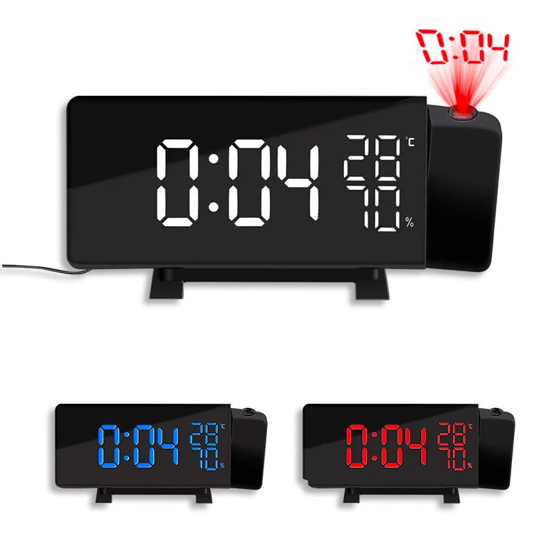 Digital Projector Alarm Clock FM Radio LED Time Clock Snooze Timer Temperature LED Display USB Charge Cable With Time Projection
Digital Projector Alarm Clock FM Radio LED Time Clock Snooze Timer Temperature LED Display USB Charge Cable With Time Projection