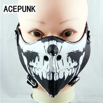 Tyrannosaurus Street Dancing Protect Performance Mask Cotton PU Leather Bar Stage Skull White Enamel Pattern Black Leather Masks
Tyrannosaurus Street Dancing Protect Performance Mask Cotton PU Leather Bar Stage Skull White Enamel Pattern Black Leather Masks