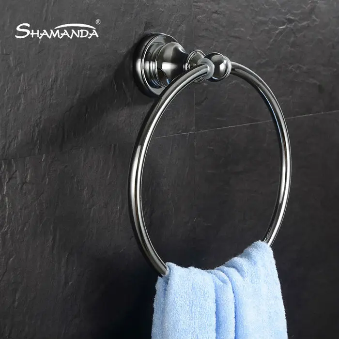 Фото New Free Shipping Brass Chrome Round Towel Ring Wall Mounted Holder Rack Bathroom Accessories 59005  Обустройство | Towel Rings (961529539)