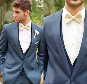 

Handsome 2017 Custom Made Groom Tuxedo slim terno masculino Best Men Suit Wedding Groomsman blue Mens Suits (Jacket+Pants+Vest)