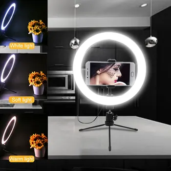 16CM/26CM LED Selfie Table Ring Light Dimmable Smartphone Ring Lamp With TableTripods For Makeup Vlog Video Live Studio Light
16CM/26CM LED Selfie Table Ring Light Dimmable Smartphone Ring Lamp With TableTripods For Makeup Vlog Video Live Studio Light