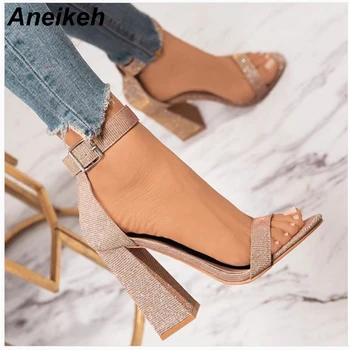 Aneikeh 2019 Classic PU Women Sandals Buckle Strap Round Toe Solid Cover Heel Summer Square High Heels Pale Gold Shallow 35-42
Aneikeh 2019 Classic PU Women Sandals Buckle Strap Round Toe Solid Cover Heel Summer Square High Heels Pale Gold Shallow 35-42
