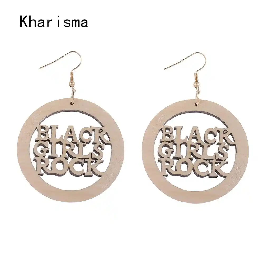 fashion african women brown round hollow letter black girls rock