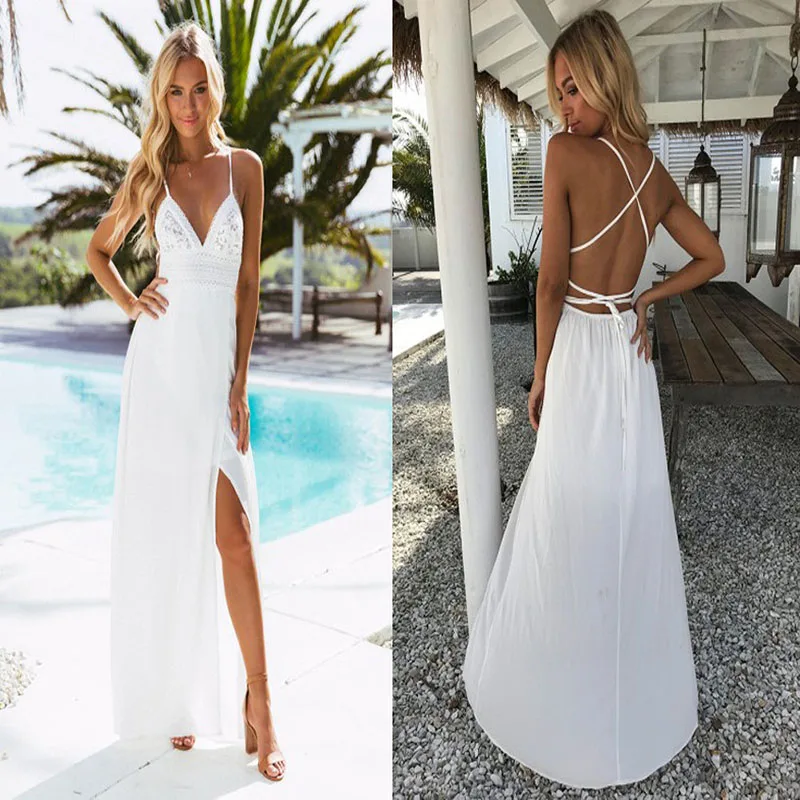 Women Sexy Club A-line Summer Dresses Sleeveless White Color Backless Bandage V-Neck Maxi Bohemia Newest Style Dresses Size S-XL
Women Sexy Club A-line Summer Dresses Sleeveless White Color Backless Bandage V-Neck Maxi Bohemia Newest Style Dresses Size S-XL
