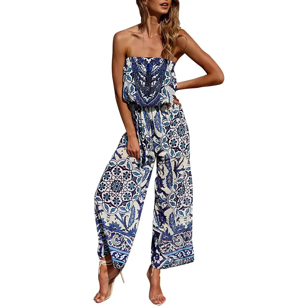 Women Summer Fashion Flower Strapless Jumpsuit Long Wide Leg Romper Pants
Women Summer Fashion Flower Strapless Jumpsuit Long Wide Leg Romper Pants