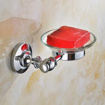 Copper Glass Soap Dish Single Box Bathroom Hardware Hang Chrome Finish Wall Mount Bathroom Accessories