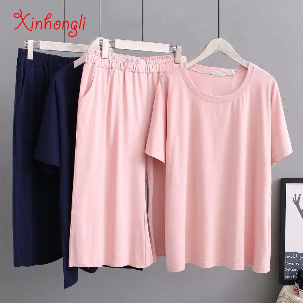 Plus size stretch Bamboo cotton loose two piece set 2019 summer new casual ladies summer set O-neck t shirt and pants female
Plus size stretch Bamboo cotton loose two piece set 2019 summer new casual ladies summer set O-neck t shirt and pants female