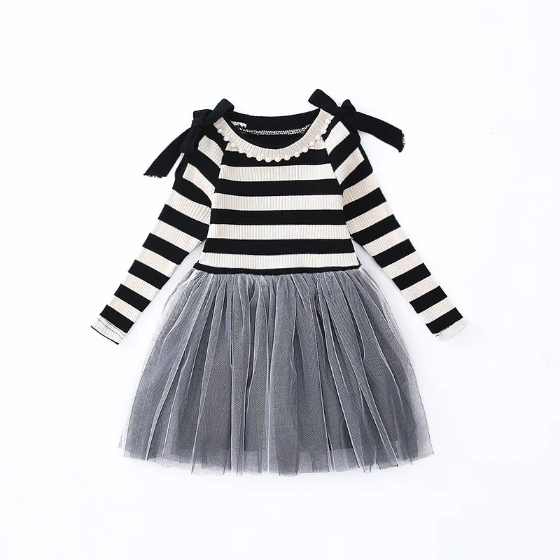 Bow Strapless Girl Dresses Spring Autumn Stitching Gauze Mesh Patchwork Black and White Striped Teens Girls Dress 10 12 Years
Bow Strapless Girl Dresses Spring Autumn Stitching Gauze Mesh Patchwork Black and White Striped Teens Girls Dress 10 12 Years