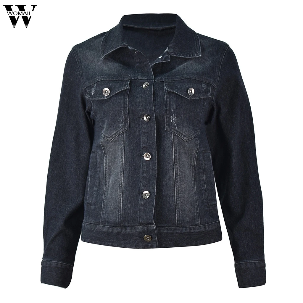 Womail Denim Jacket Women's Short Outwear Fashion Coat Long Sleeve Pocket Beading Turn-down Collar Jacket JL23 Chaqueta de mujer
Womail Denim Jacket Women's Short Outwear Fashion Coat Long Sleeve Pocket Beading Turn-down Collar Jacket JL23 Chaqueta de mujer