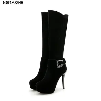 NEMAONE New 12cm high heels women knee high boots sexy buckle ladies boots plafform spring autumn party dress shoes woman
NEMAONE New 12cm high heels women knee high boots sexy buckle ladies boots plafform spring autumn party dress shoes woman