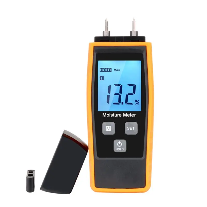 0-80% Wood Moisture Tester DC Resistance Probe Type Digital Cement Mortar Anhydrite Moisture Content Meter Large LCD Backlight
0-80% Wood Moisture Tester DC Resistance Probe Type Digital Cement Mortar Anhydrite Moisture Content Meter Large LCD Backlight