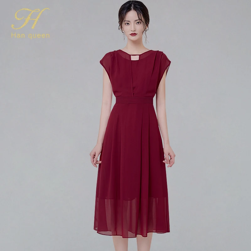 H Han Queen Women 2019 Sumemr Claret Waist A-line Dress Vintage Chiffon Swing Dresses Retro OL Work Wear Office Casual Vestidos
H Han Queen Women 2019 Sumemr Claret Waist A-line Dress Vintage Chiffon Swing Dresses Retro OL Work Wear Office Casual Vestidos