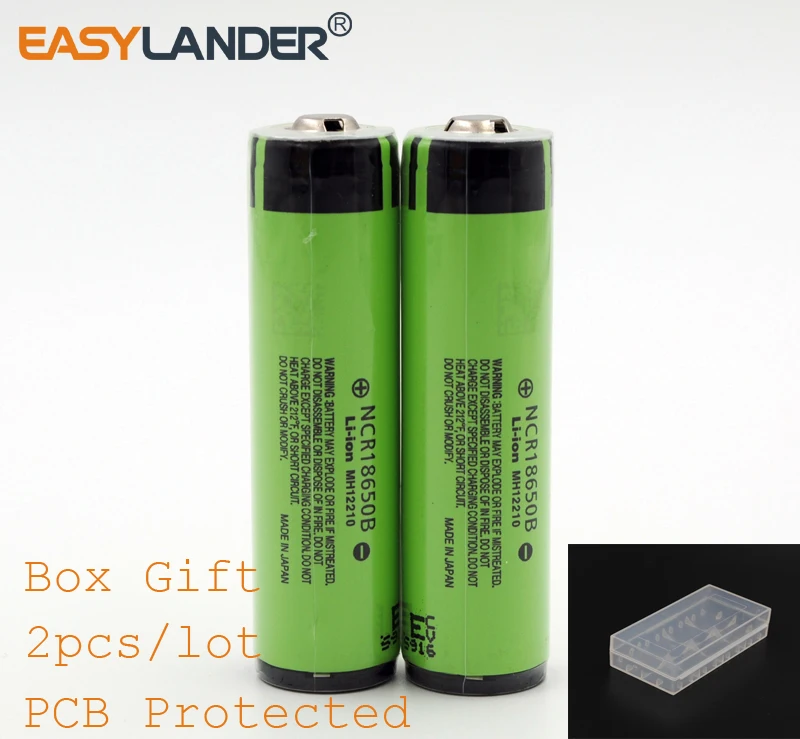 

2PCS/Lot New Original High quality NCR18650B 3.7V 3400mAh 18650 Rechargeable Li-ion Battery with PCB Protected with box gift