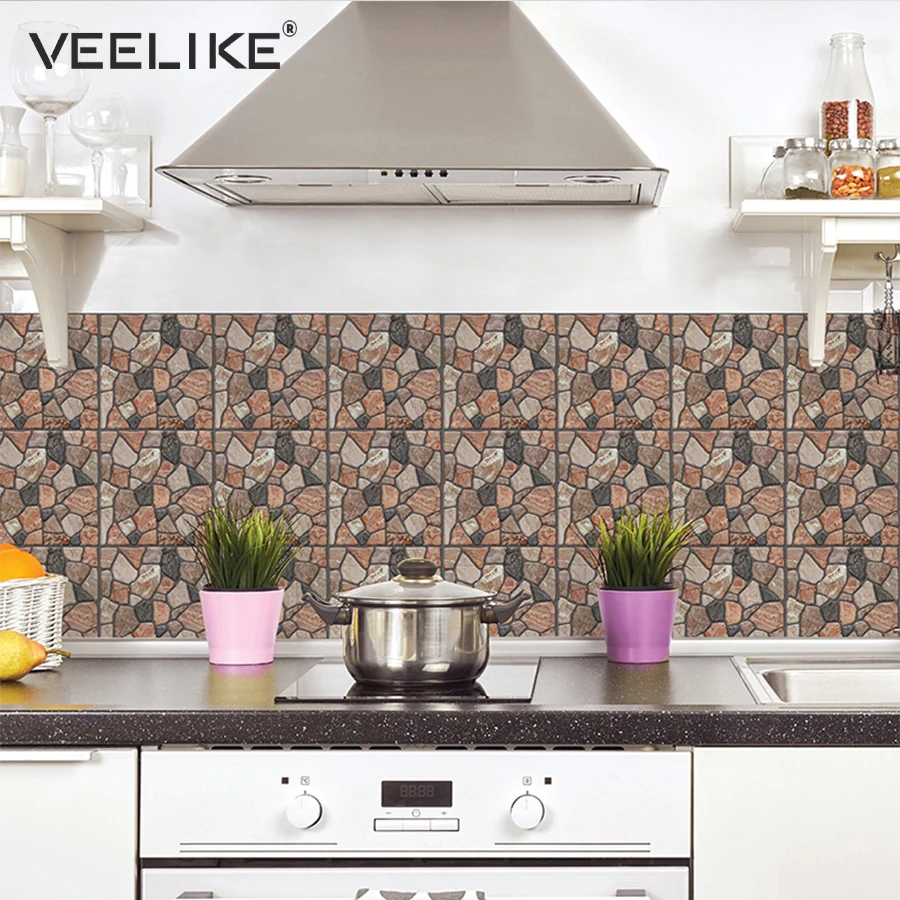 

Backsplash Tiles for Kitchen Egg Stone Peel and Stick Tile 3D Vinyl Self Adhesive Wallpaper for Bathroom Living Room Home Decor