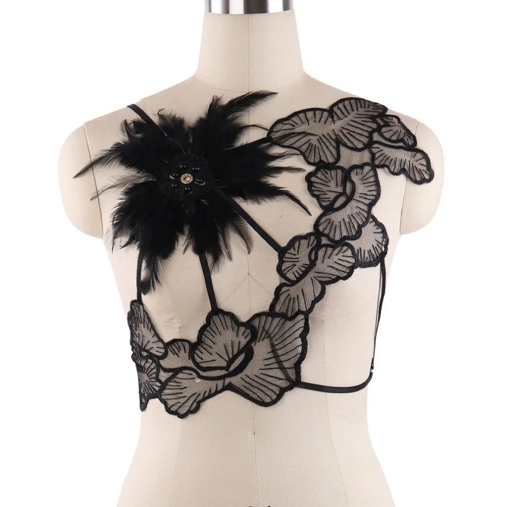 Women Feather Cage Lace Flowers Feather Crop Tops Bondage Harness Adjust Size Fetish Wear China Things Body Harness Bra
Women Feather Cage Lace Flowers Feather Crop Tops Bondage Harness Adjust Size Fetish Wear China Things Body Harness Bra