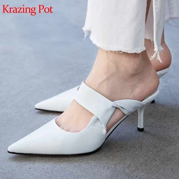 Krazing pot genuine leather Autumn mules strange design pointed toe slip on stiletto high heels fashion party dating pumps l36
Krazing pot genuine leather Autumn mules strange design pointed toe slip on stiletto high heels fashion party dating pumps l36