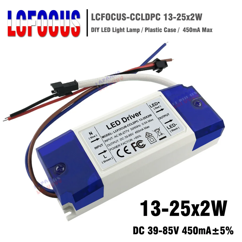 13-25x2W LED Driver Constant Current 450mA 26 30 36 40 48 50 W Watt Lighting Transformers Power Supply For DIY Lamp Spotlight | Лампы и