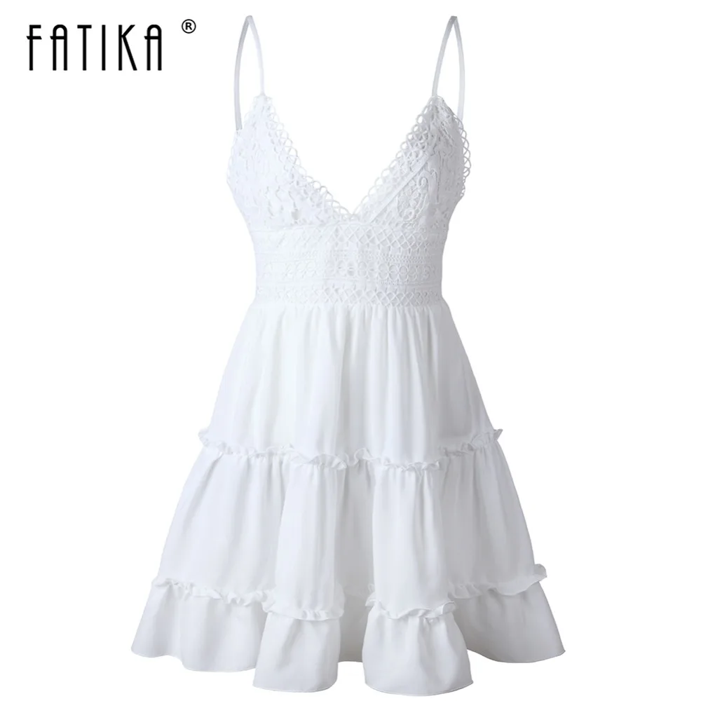 FATIKA Hollow Out Lace V-Neck Bow Mini Dress Women Summer Backless Lacing Solid Spaghetti Strap Elastic Dresses For Women
FATIKA Hollow Out Lace V-Neck Bow Mini Dress Women Summer Backless Lacing Solid Spaghetti Strap Elastic Dresses For Women
