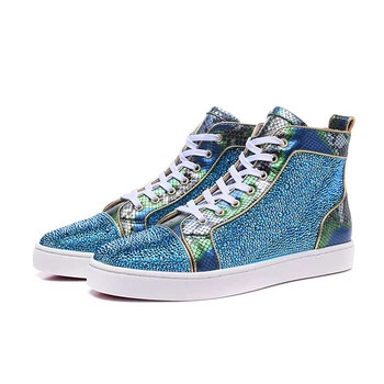 Patchwork Men High Top Sneakers Plus Size Sequined Shiny Blue Man Casual Shoes Genuine Leather Outdoor Lace-up Snakeskin Flats
Patchwork Men High Top Sneakers Plus Size Sequined Shiny Blue Man Casual Shoes Genuine Leather Outdoor Lace-up Snakeskin Flats