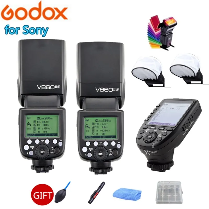 

2x Godox Flash V860II S V860IIS Camera Speedlite 2.4G Wireless X System HSS 1/8000s With li-battery + Xpro-S Trigger For Sony