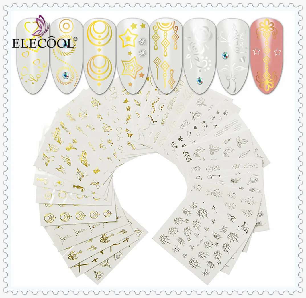 ELECOOL 30pcs Gold Silver Nail Water Sticker Feather Flower Spider Design Decal Nails Decoration Nail Art Manicure Holographic
ELECOOL 30pcs Gold Silver Nail Water Sticker Feather Flower Spider Design Decal Nails Decoration Nail Art Manicure Holographic