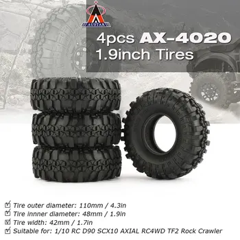 4 Pcs AUSTAR AX-4020 1.9 Inch 110mm Rubber 1/10 Rock Crawler Tires Tyre for D90 SCX10 AXIAL RC4WD TF2 RC Car Parts HOT
4 Pcs AUSTAR AX-4020 1.9 Inch 110mm Rubber 1/10 Rock Crawler Tires Tyre for D90 SCX10 AXIAL RC4WD TF2 RC Car Parts HOT