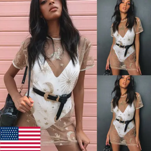 2019 Women's Gold sequins Bikini Cover Up Swimwear Swimsuit Bathing Summer Beach Dress
2019 Women's Gold sequins Bikini Cover Up Swimwear Swimsuit Bathing Summer Beach Dress