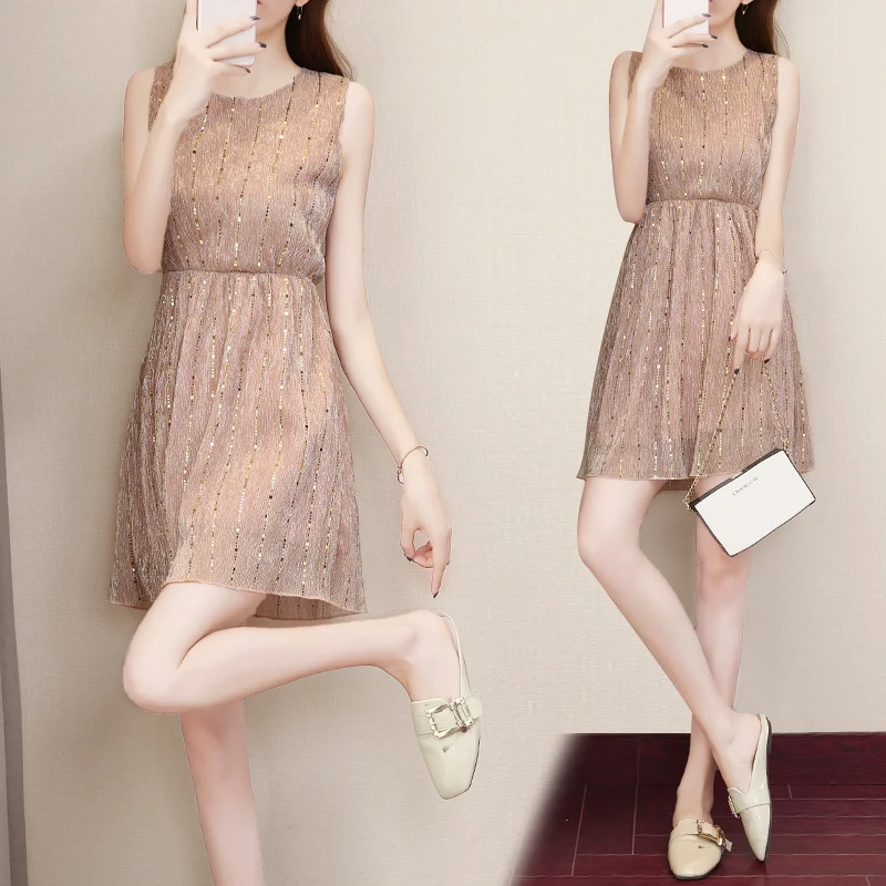New fashionable summer fairy dress sleeveless party sequined ladies mini dress short dress office lady Elegant vest
New fashionable summer fairy dress sleeveless party sequined ladies mini dress short dress office lady Elegant vest
