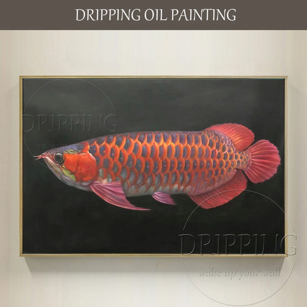 Hand-painted Beautiful Fish Red Dragon Arowana Oil Painting Wonderful Animal Red Dragon Fish Oil Painting for Office Decoration
Hand-painted Beautiful Fish Red Dragon Arowana Oil Painting Wonderful Animal Red Dragon Fish Oil Painting for Office Decoration